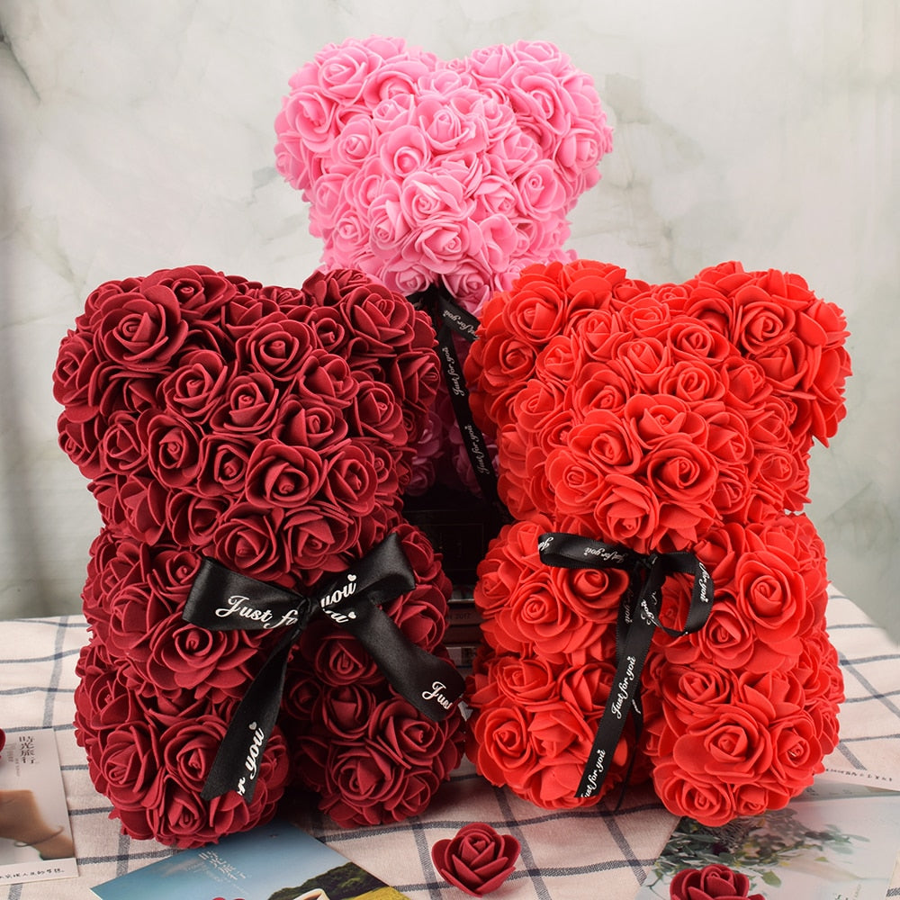 Artificial Rose Flower Bear